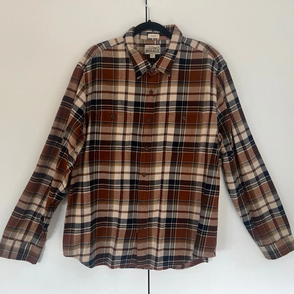 Plaid Men's Shirt in Brown and White - Picture 1 of 5